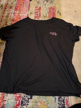 Black Short Sleeve Tee with Pink Script - Casual Women's Top